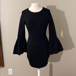 Lulu's Black Bell Sleeve Midi Dress